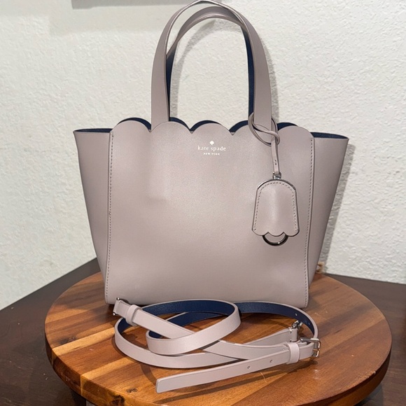 Kate Spade Magnolia Street Small Mina Gray/Blue Leather Satchel Bag - Picture 2 of 12